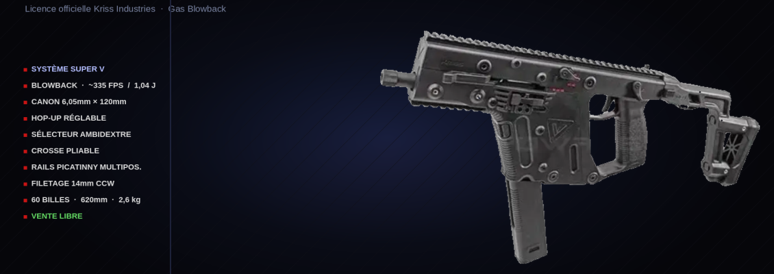 Kriss Vector de Krytac, la réplique tactique, présentation et descriptif par airsoft QG