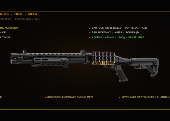 Réplique airsoft fusil à pompe M870 Gaz de Strike industrie et Golden Eagle