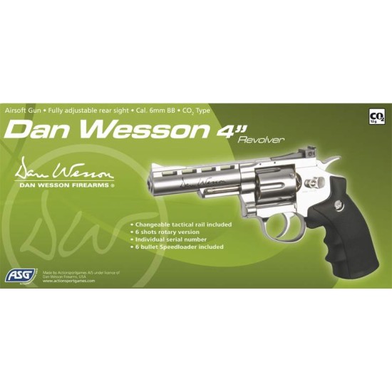 Réplique airsoft revolver Dan Wesson silver 4'' CO2