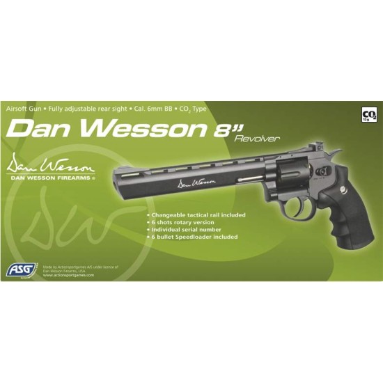 Réplique revolver Dan wesson 8pouces noir low power
