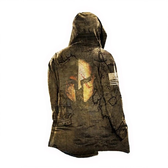 Veste tactique airsoft à capuche style carte antique & casque spartiate